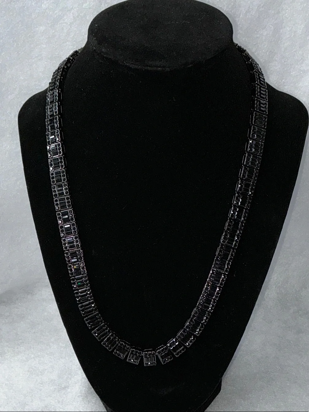Men's Black Crystal Link Necklace 20”- Classic Chain Style - VVS CZ